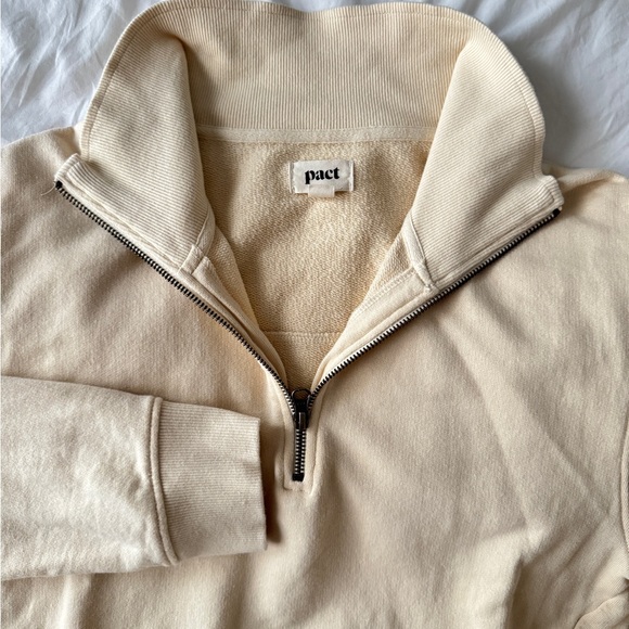 PACT Organic Cotton Creamy Oat Quarter-Zip Sweatshirt and Joggers Set NWOT - Picture 7 of 10